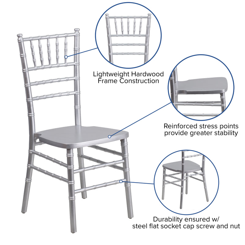 SINGLEWAVE Series Silver Wood Chiavari Chair