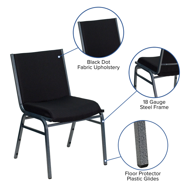 SINGLEWAVE Series Heavy Duty Black Dot Fabric Stack Chair