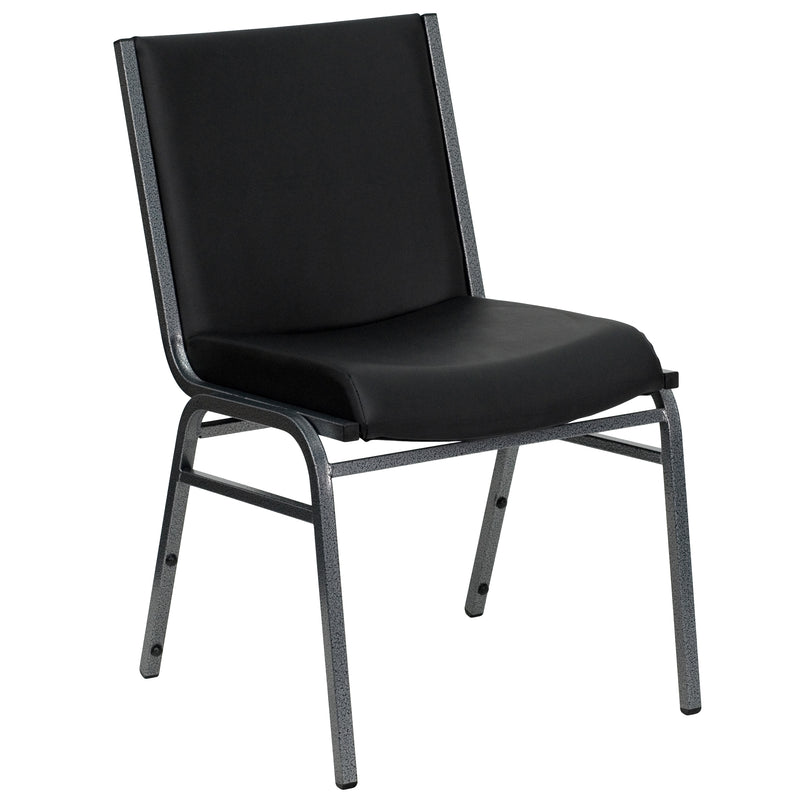 SINGLEWAVE Series Heavy Duty Black Vinyl Stack Chair