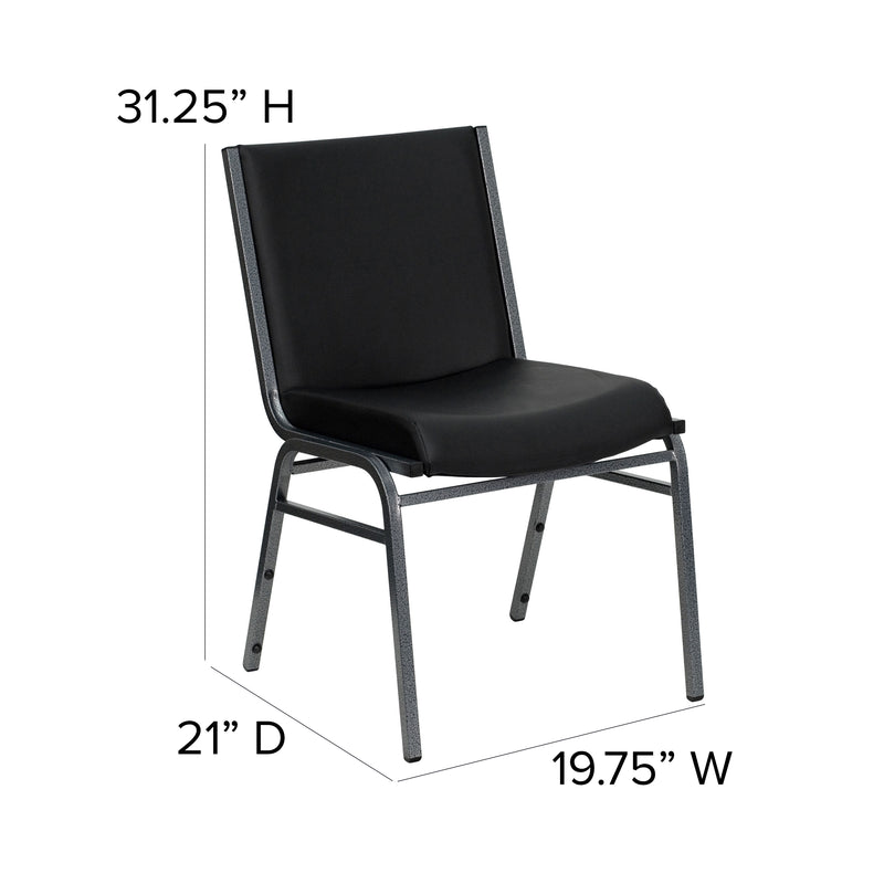 SINGLEWAVE Series Heavy Duty Black Vinyl Stack Chair