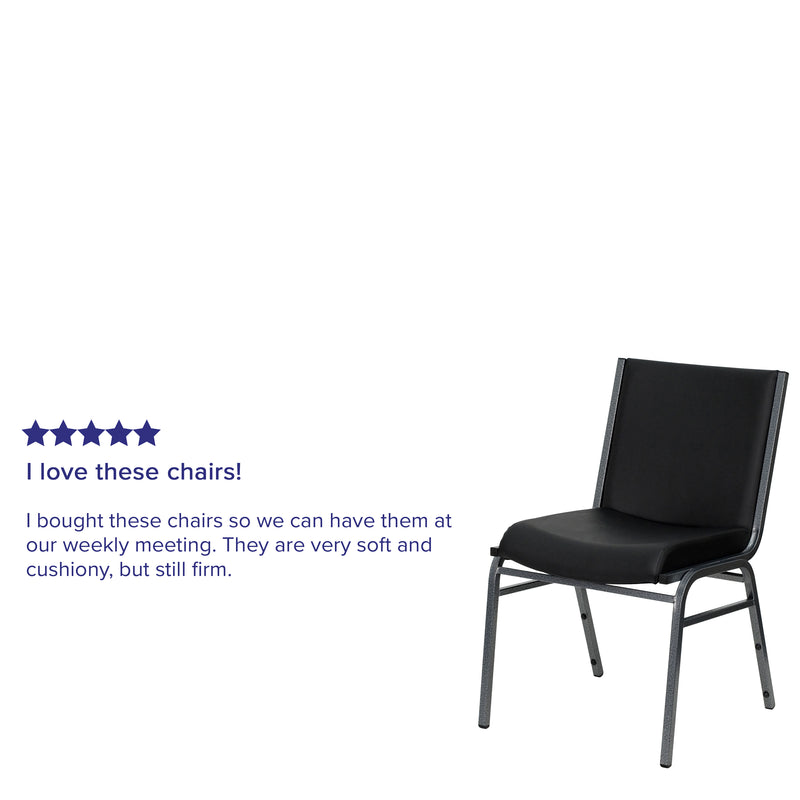 SINGLEWAVE Series Heavy Duty Black Vinyl Stack Chair