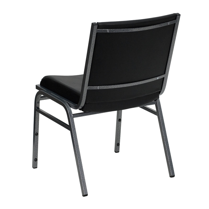 SINGLEWAVE Series Heavy Duty Black Vinyl Stack Chair