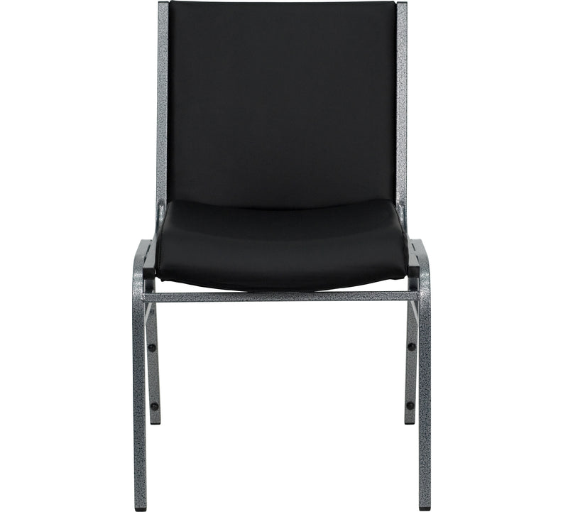 SINGLEWAVE Series Heavy Duty Black Vinyl Stack Chair