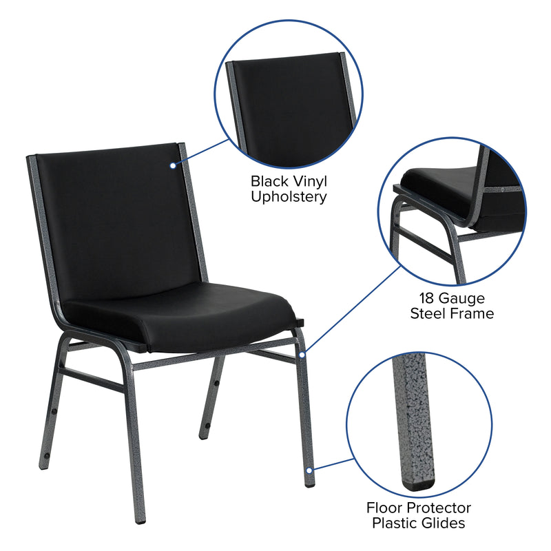 SINGLEWAVE Series Heavy Duty Black Vinyl Stack Chair