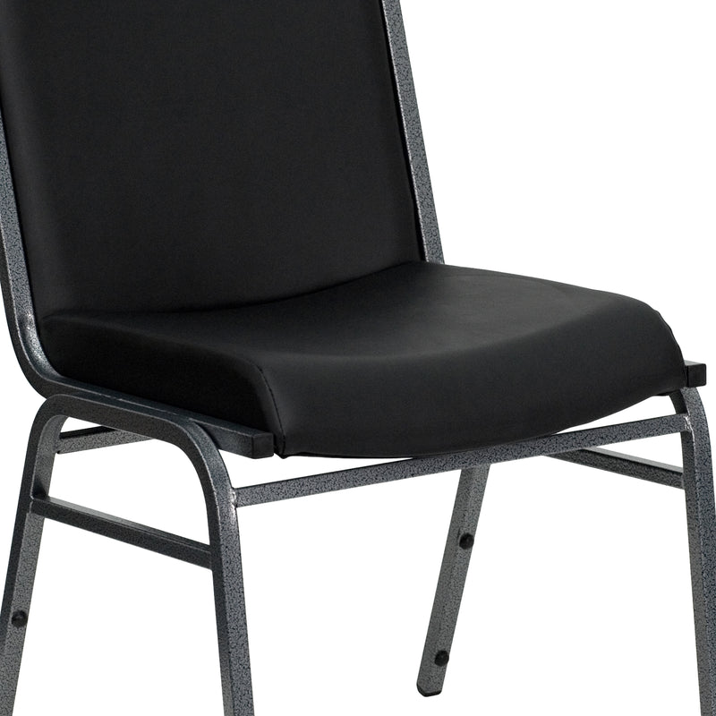 SINGLEWAVE Series Heavy Duty Black Vinyl Stack Chair