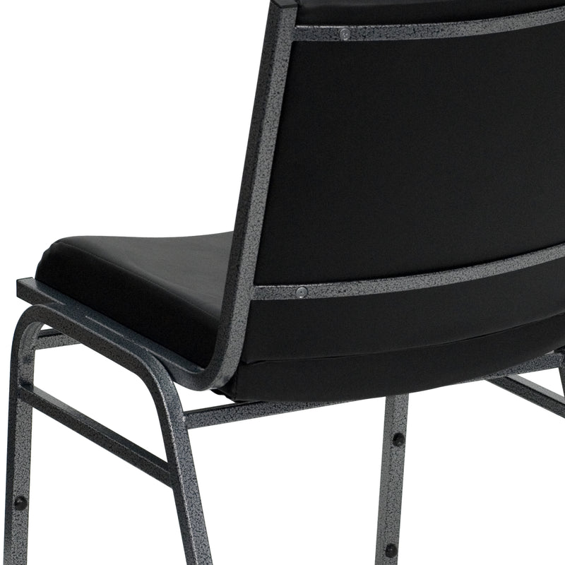 SINGLEWAVE Series Heavy Duty Black Vinyl Stack Chair