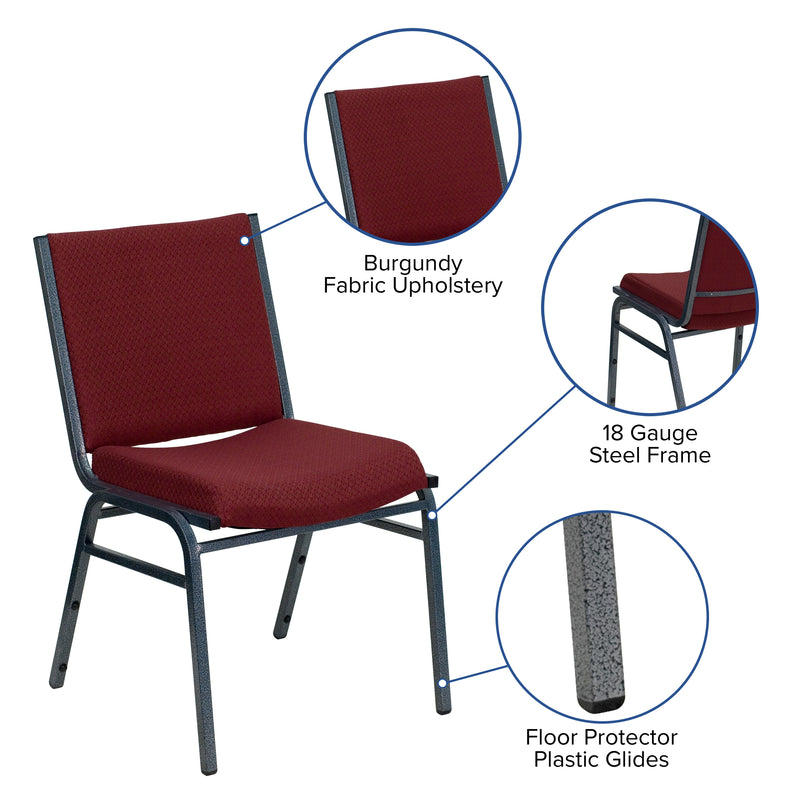 SINGLEWAVE Series Heavy Duty Burgundy Patterned Fabric Stack Chair