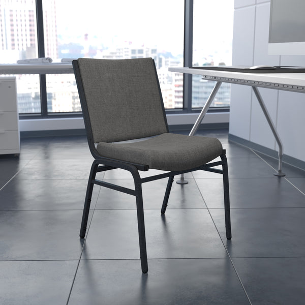 SINGLEWAVE Series Heavy Duty Gray Fabric Stack Chair