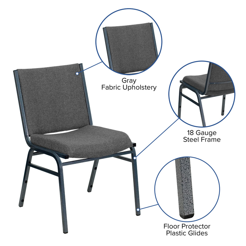 SINGLEWAVE Series Heavy Duty Gray Fabric Stack Chair