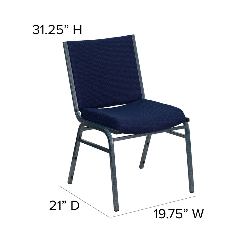 SINGLEWAVE Series Heavy Duty Navy Blue Dot Fabric Stack Chair