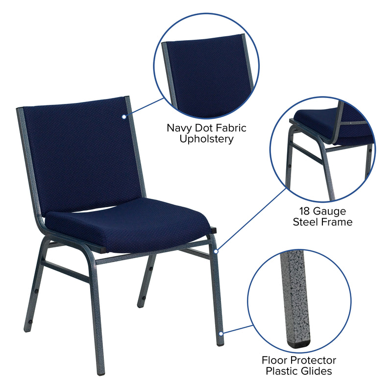 SINGLEWAVE Series Heavy Duty Navy Blue Dot Fabric Stack Chair