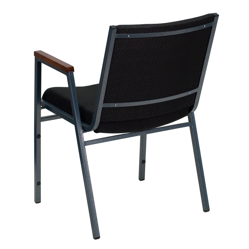 SINGLEWAVE Series Heavy Duty Black Dot Fabric Stack Chair with Arms