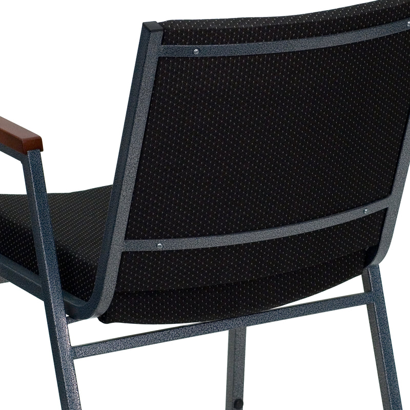 SINGLEWAVE Series Heavy Duty Black Dot Fabric Stack Chair with Arms