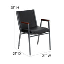 SINGLEWAVE Series Heavy Duty Black Vinyl Stack Chair with Arms