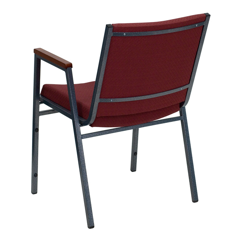 SINGLEWAVE Series Heavy Duty Burgundy Patterned Fabric Stack Chair with Arms