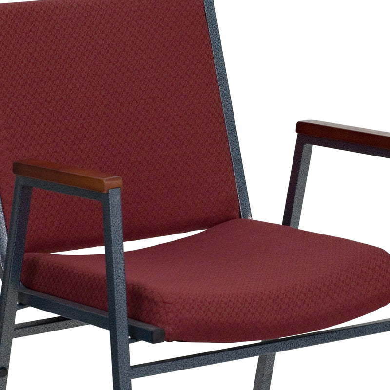 SINGLEWAVE Series Heavy Duty Burgundy Patterned Fabric Stack Chair with Arms