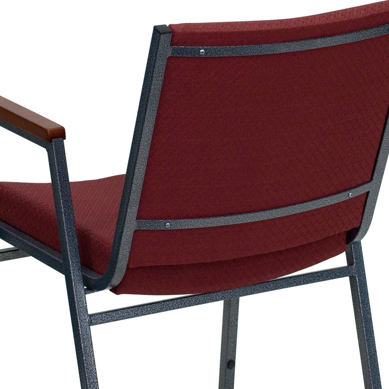 SINGLEWAVE Series Heavy Duty Burgundy Patterned Fabric Stack Chair with Arms