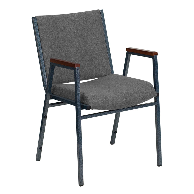 SINGLEWAVE Series Heavy Duty Gray Fabric Stack Chair with Arms