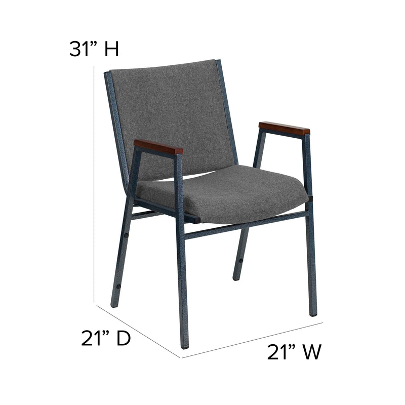 SINGLEWAVE Series Heavy Duty Gray Fabric Stack Chair with Arms