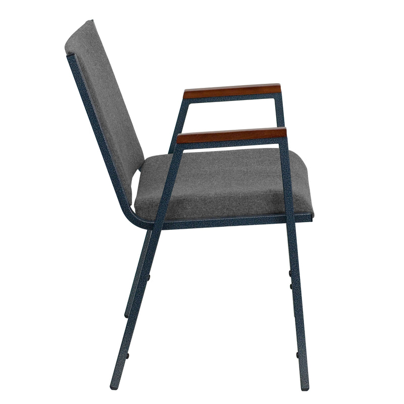 SINGLEWAVE Series Heavy Duty Gray Fabric Stack Chair with Arms