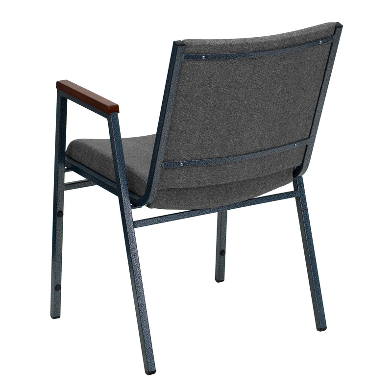 SINGLEWAVE Series Heavy Duty Gray Fabric Stack Chair with Arms