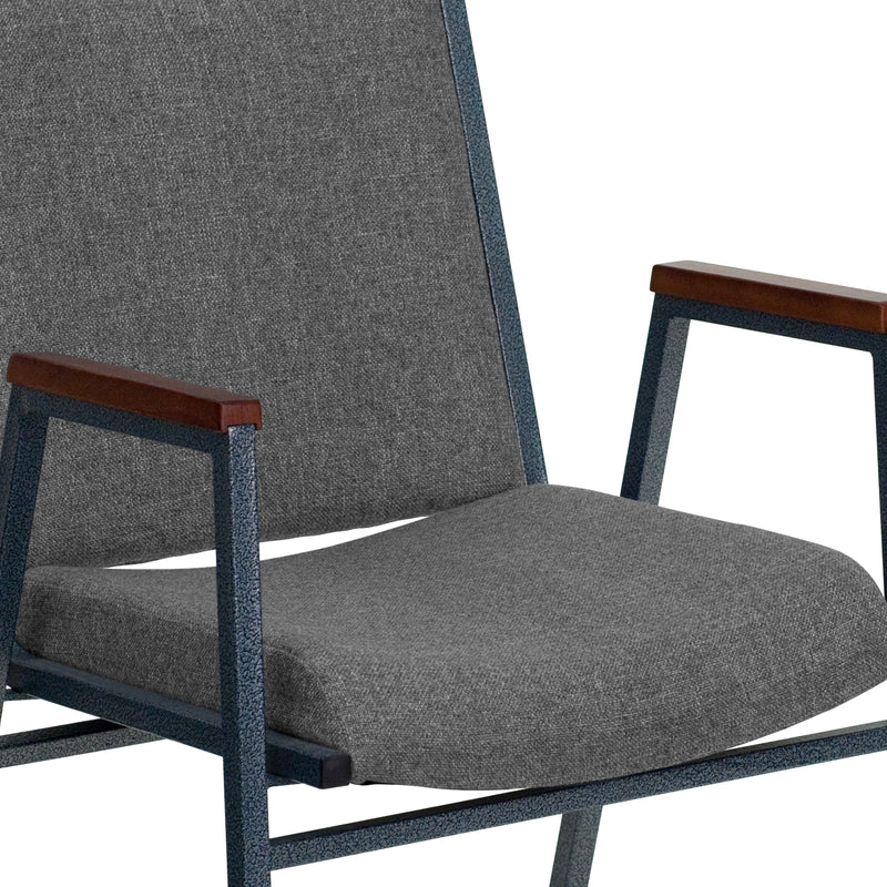 SINGLEWAVE Series Heavy Duty Gray Fabric Stack Chair with Arms