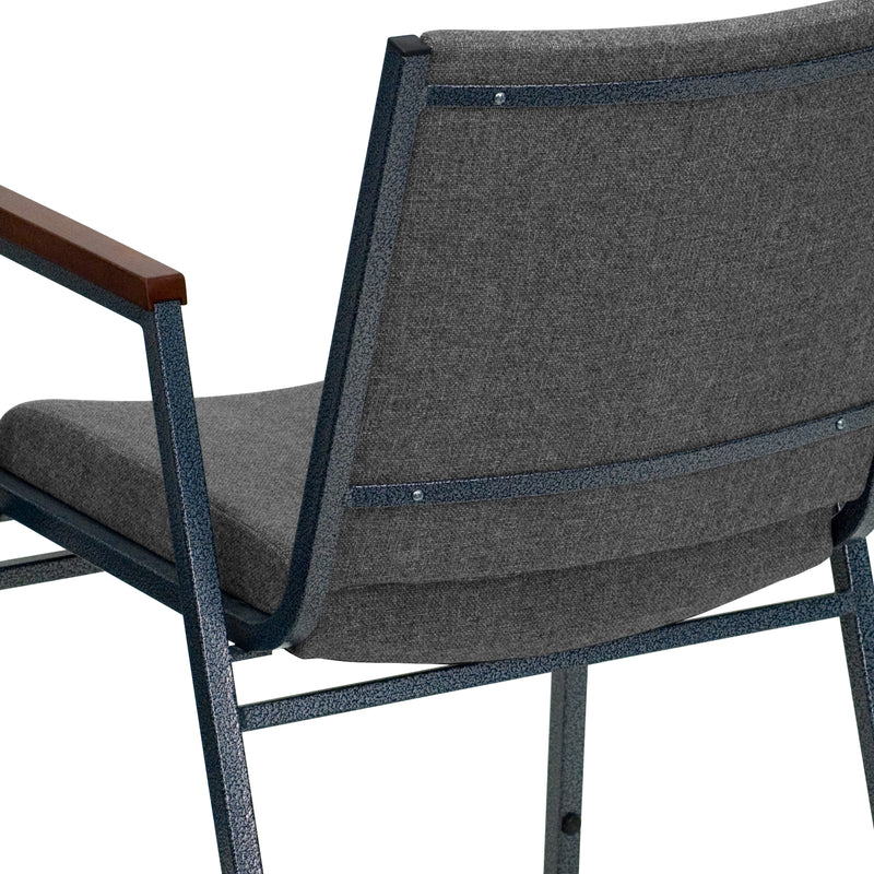 SINGLEWAVE Series Heavy Duty Gray Fabric Stack Chair with Arms