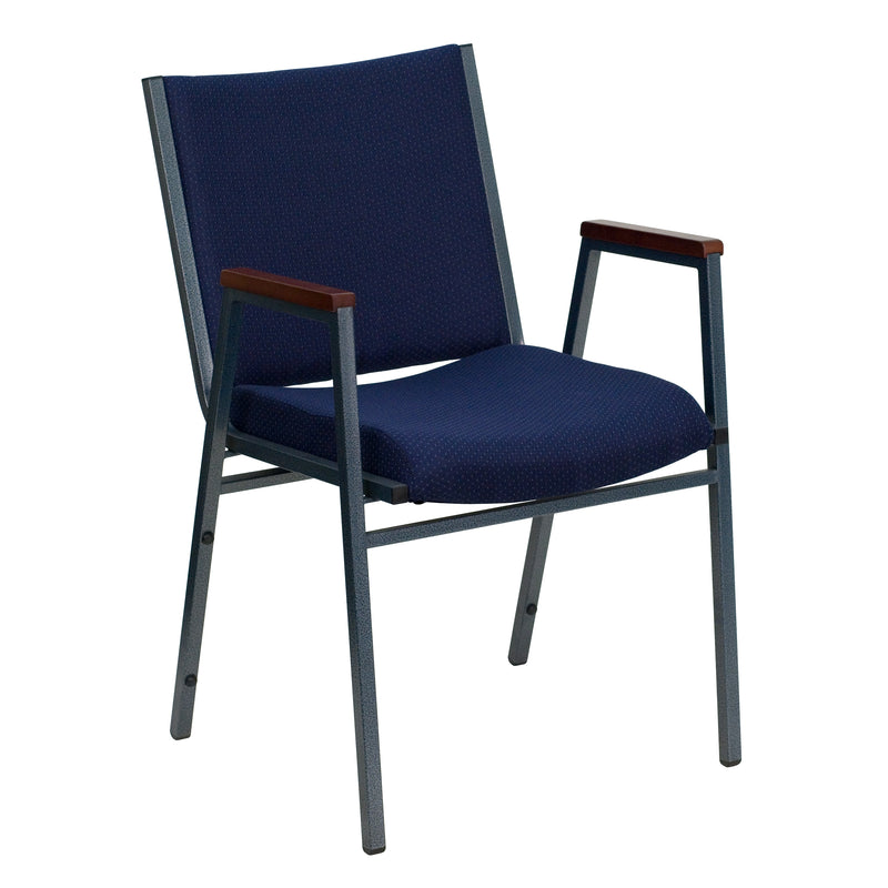 SINGLEWAVE Series Heavy Duty Navy Blue Dot Fabric Stack Chair with Arms