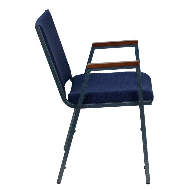 SINGLEWAVE Series Heavy Duty Navy Blue Dot Fabric Stack Chair with Arms