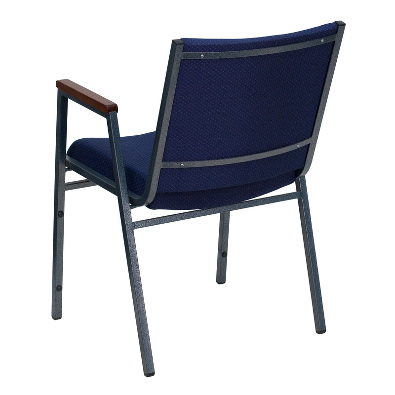 SINGLEWAVE Series Heavy Duty Navy Blue Dot Fabric Stack Chair with Arms