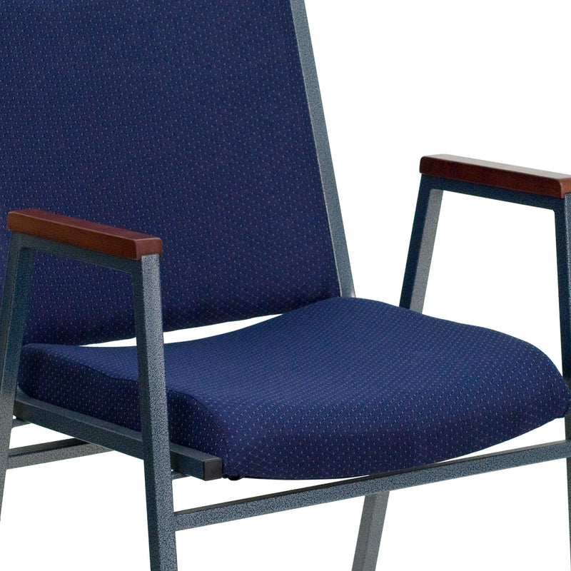 SINGLEWAVE Series Heavy Duty Navy Blue Dot Fabric Stack Chair with Arms