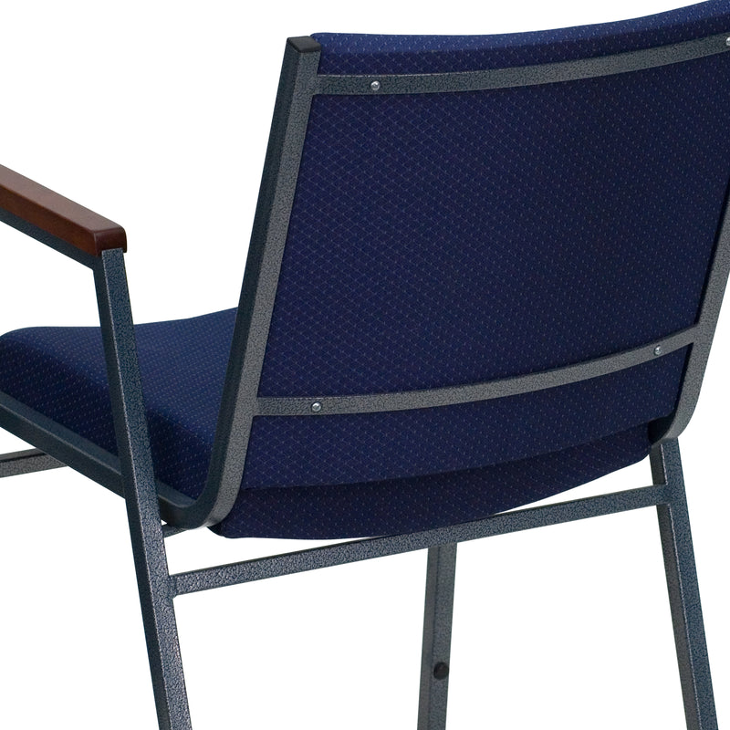 SINGLEWAVE Series Heavy Duty Navy Blue Dot Fabric Stack Chair with Arms