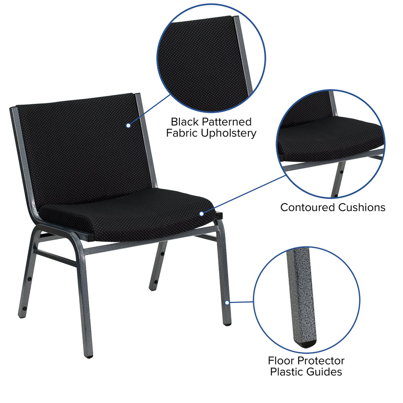 SINGLEWAVE Series Big & Tall 1000 lb. Rated Black Fabric Stack Chair