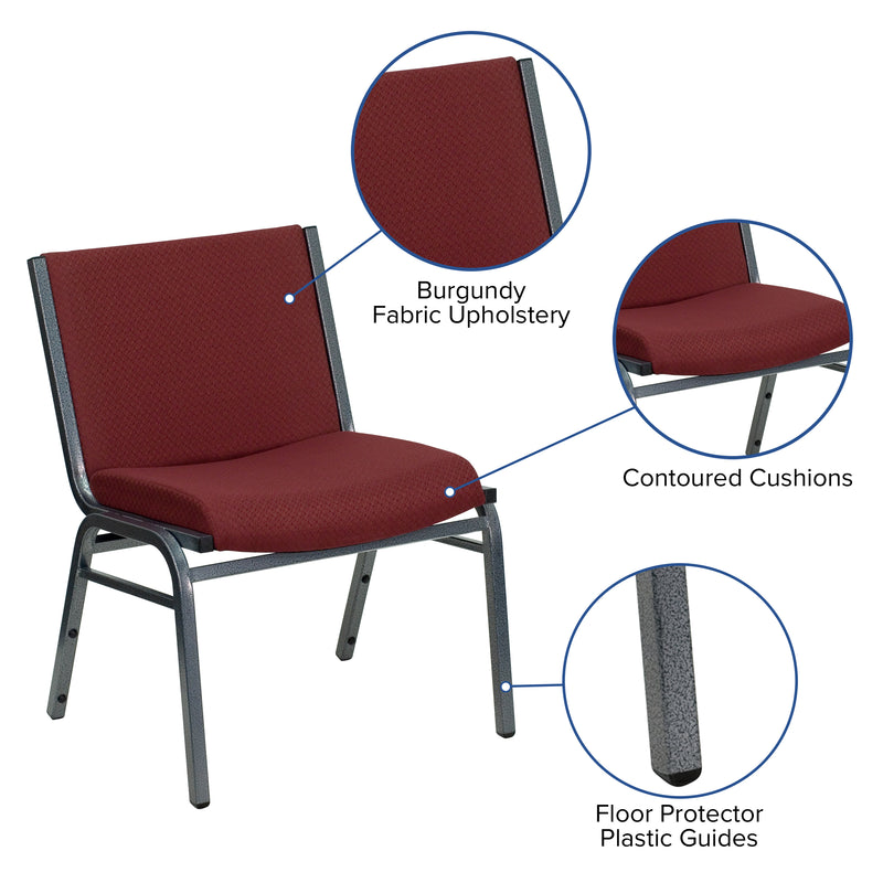 SINGLEWAVE Series Big & Tall 1000 lb. Rated Burgundy Fabric Stack Chair