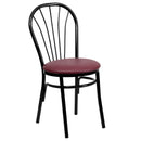 SINGLEWAVE Series Fan Back Metal Chair - Burgundy Vinyl Seat
