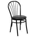 SINGLEWAVE Series Fan Back Metal Chair - Black Vinyl Seat