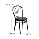 SINGLEWAVE Series Fan Back Metal Chair - Black Vinyl Seat