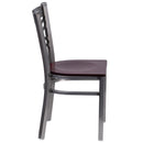 SINGLEWAVE Series Clear Coated ''X'' Back Metal Restaurant Chair - Mahogany Wood Seat