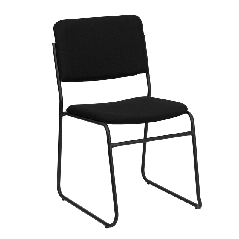 SINGLEWAVE Series 500 lb. Capacity High Density Black Fabric Stacking Chair with Sled Base