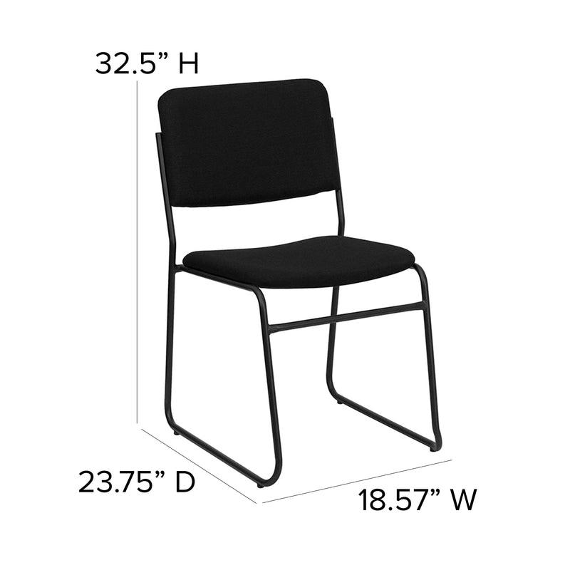 SINGLEWAVE Series 500 lb. Capacity High Density Black Fabric Stacking Chair with Sled Base