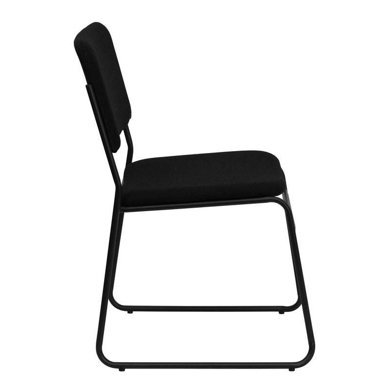 SINGLEWAVE Series 500 lb. Capacity High Density Black Fabric Stacking Chair with Sled Base