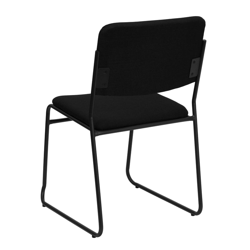 SINGLEWAVE Series 500 lb. Capacity High Density Black Fabric Stacking Chair with Sled Base