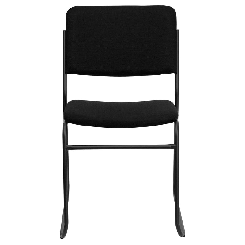 SINGLEWAVE Series 500 lb. Capacity High Density Black Fabric Stacking Chair with Sled Base