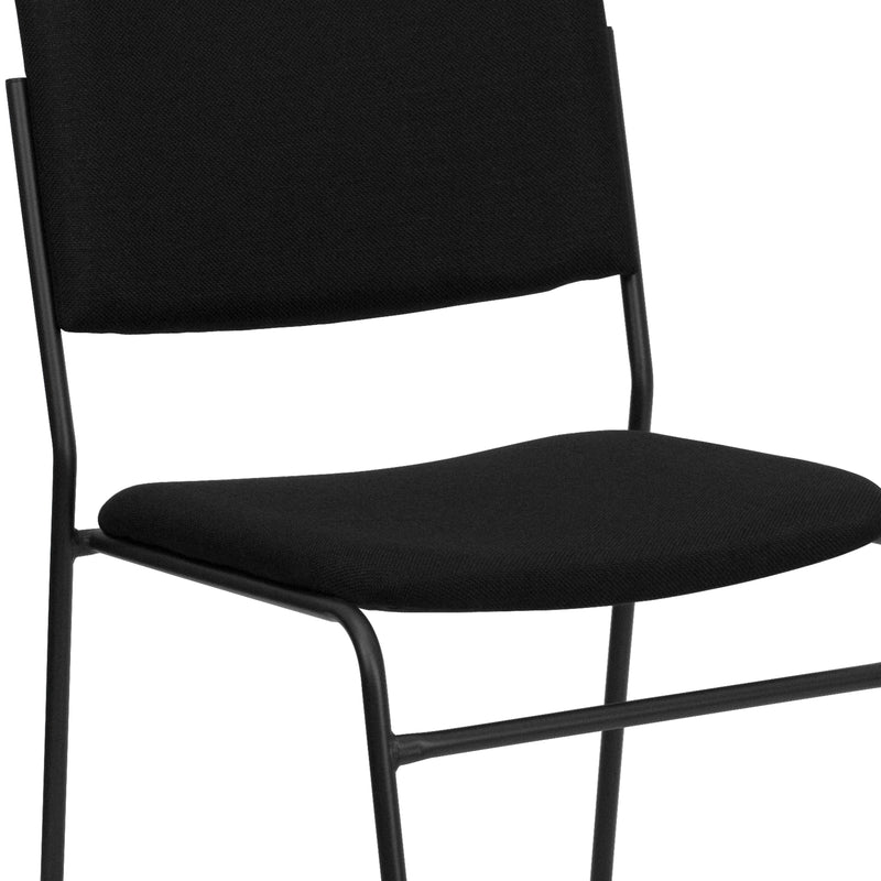 SINGLEWAVE Series 500 lb. Capacity High Density Black Fabric Stacking Chair with Sled Base