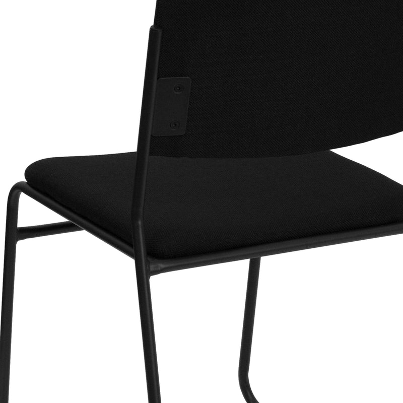 SINGLEWAVE Series 500 lb. Capacity High Density Black Fabric Stacking Chair with Sled Base