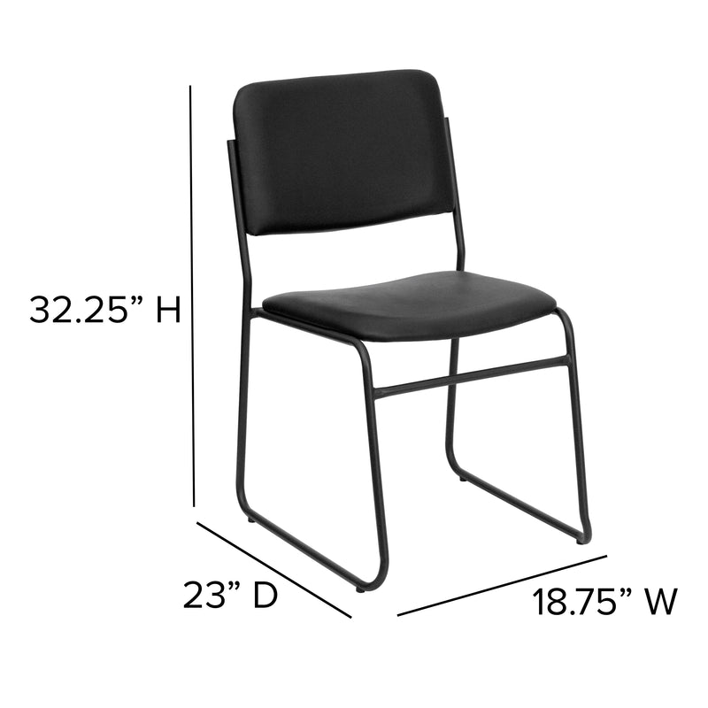 SINGLEWAVE Series 500 lb. Capacity High Density Black Vinyl Stacking Chair with Sled Base