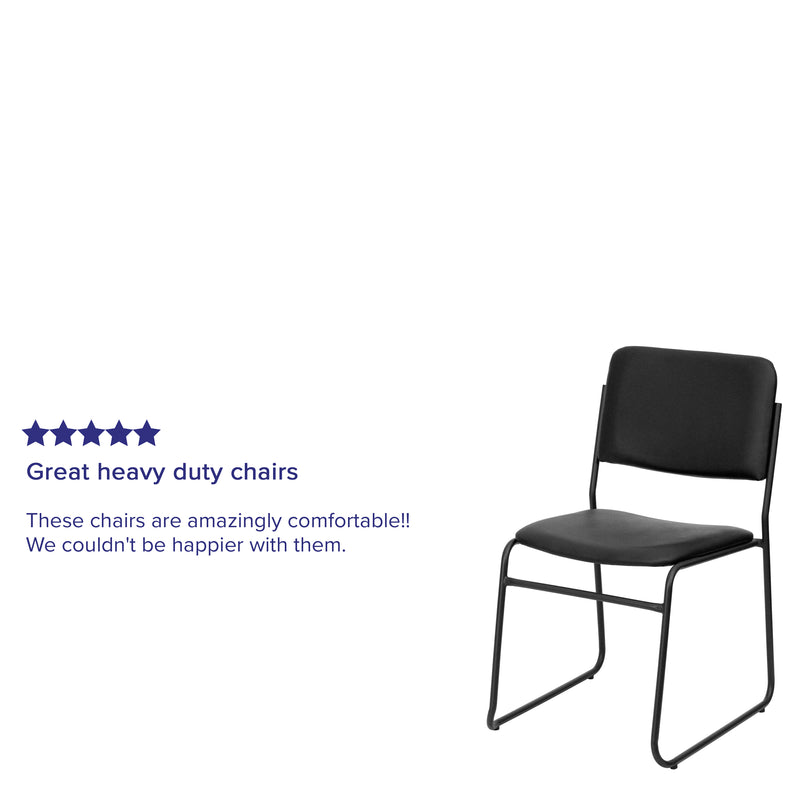 SINGLEWAVE Series 500 lb. Capacity High Density Black Vinyl Stacking Chair with Sled Base