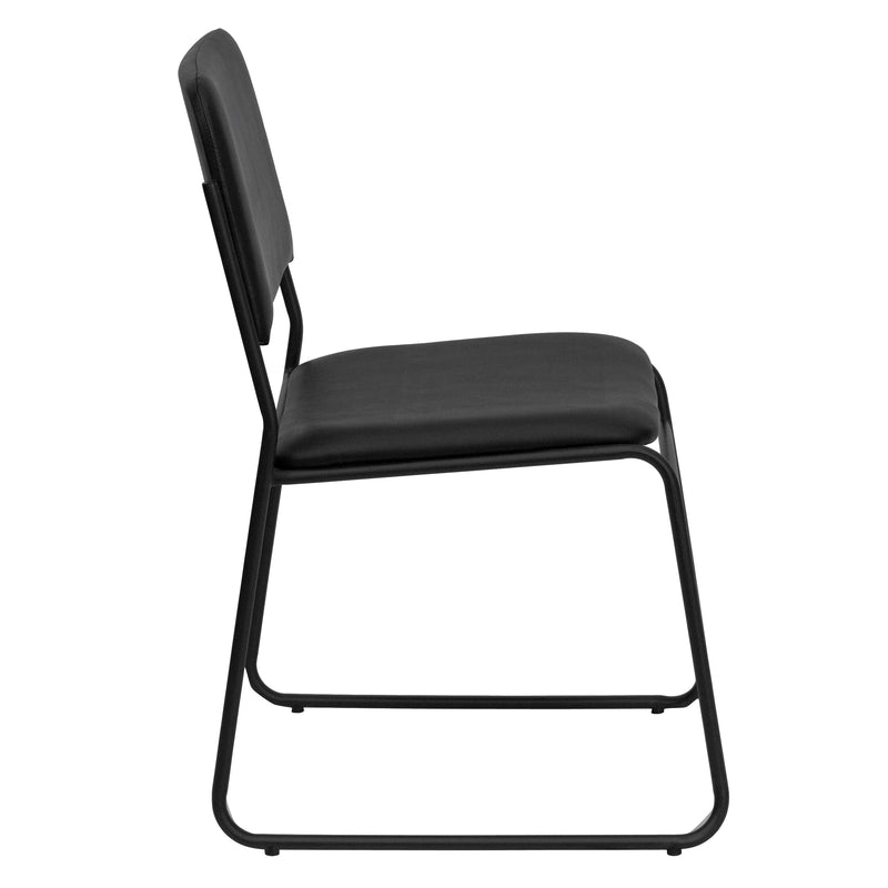 SINGLEWAVE Series 500 lb. Capacity High Density Black Vinyl Stacking Chair with Sled Base