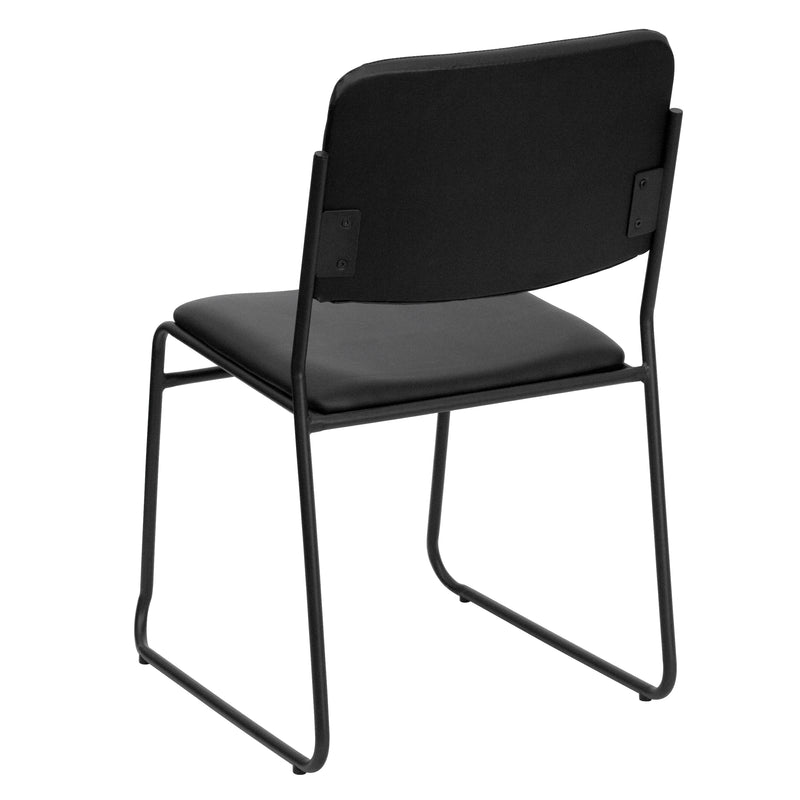 SINGLEWAVE Series 500 lb. Capacity High Density Black Vinyl Stacking Chair with Sled Base