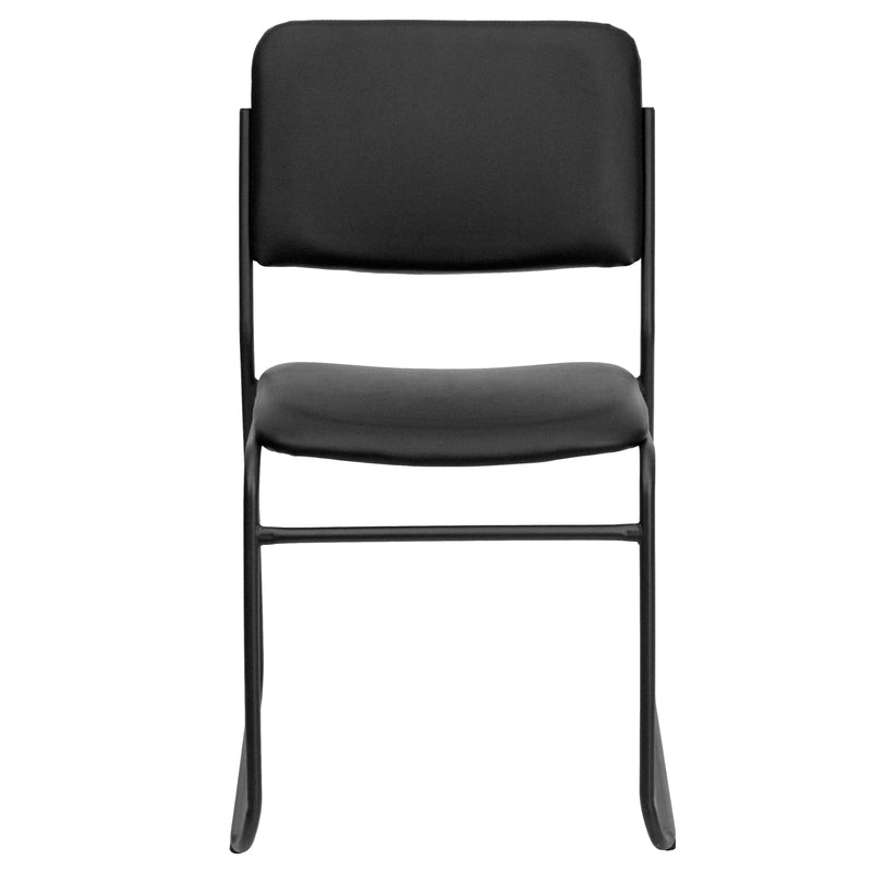 SINGLEWAVE Series 500 lb. Capacity High Density Black Vinyl Stacking Chair with Sled Base